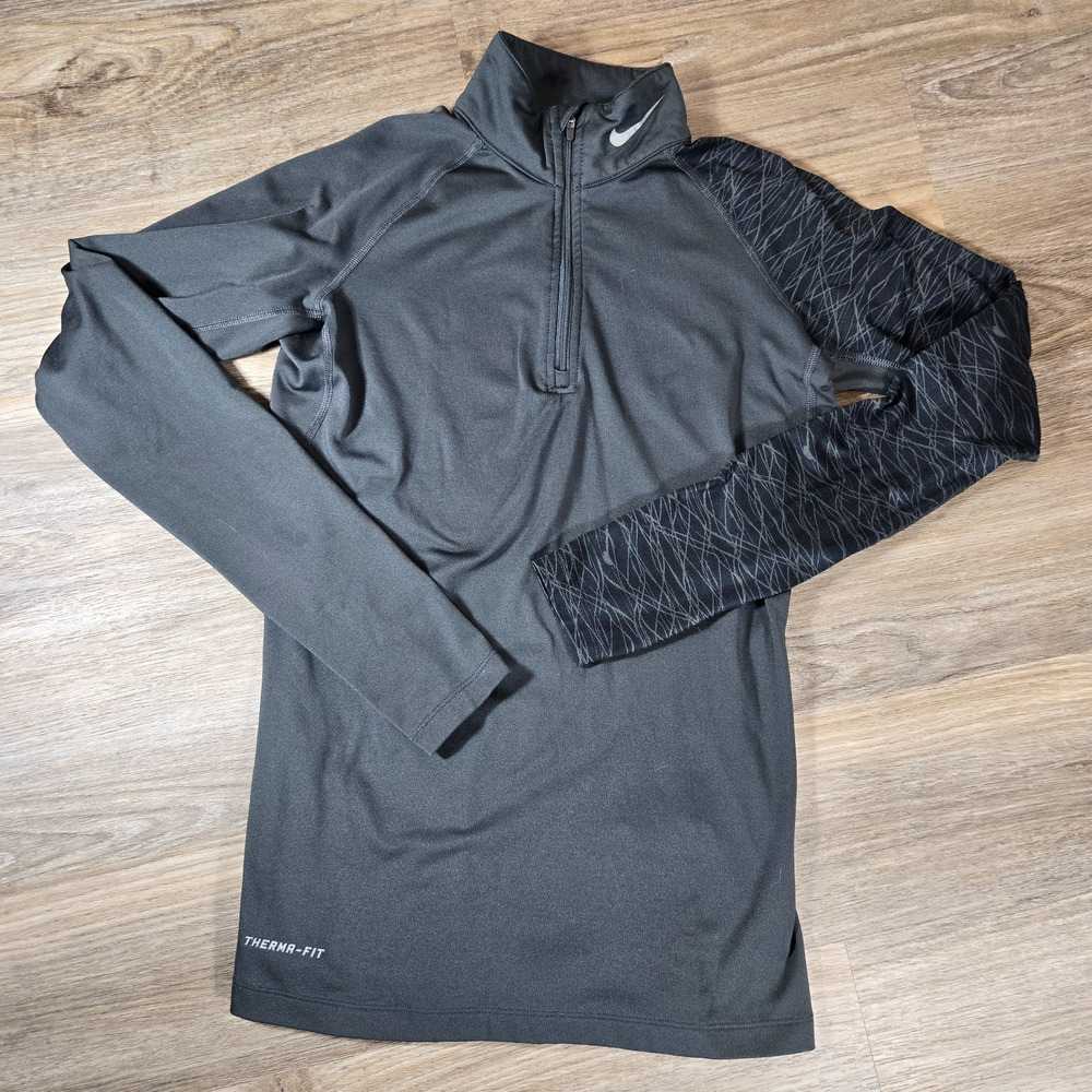 Nike Pro Combat Pullover Womens S Black Dri Fit Fitted 1/4 Zip Training Running